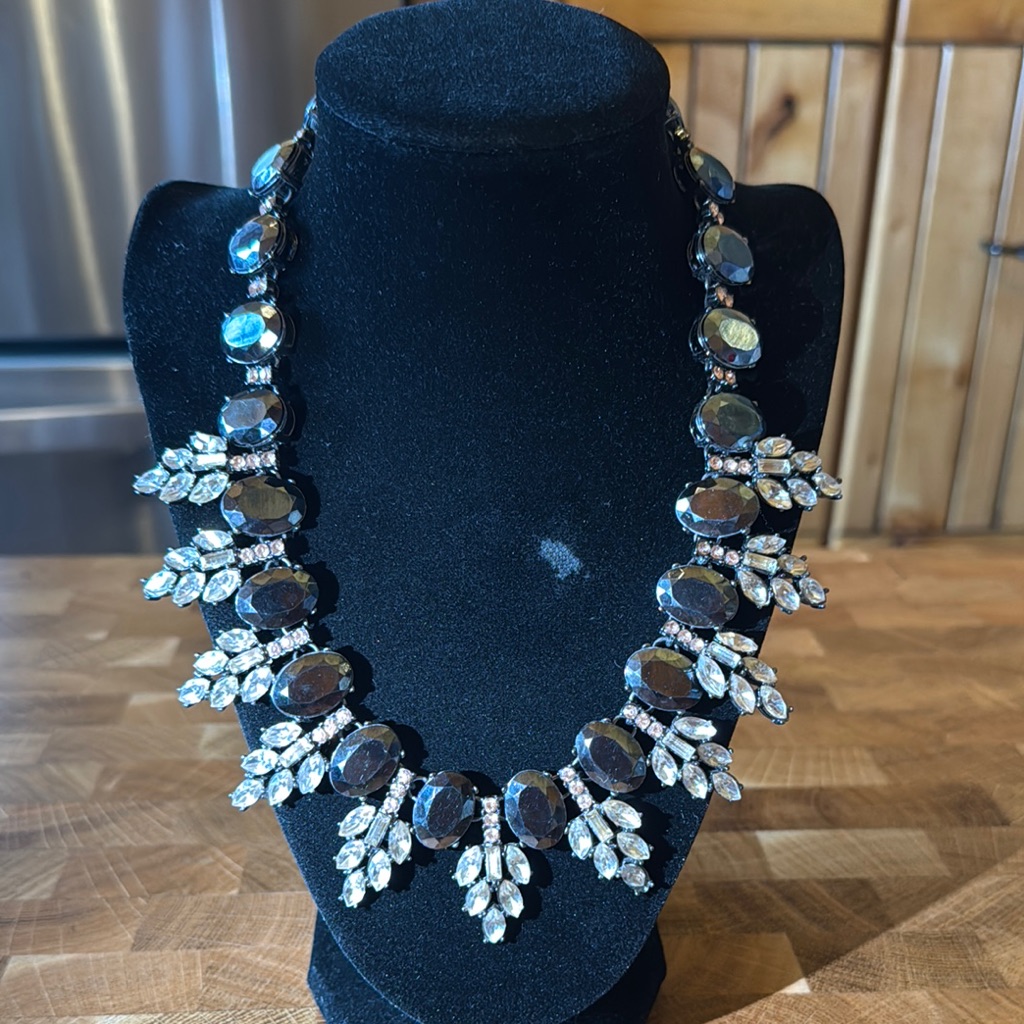 Elegant Black And Silver Statement Necklace